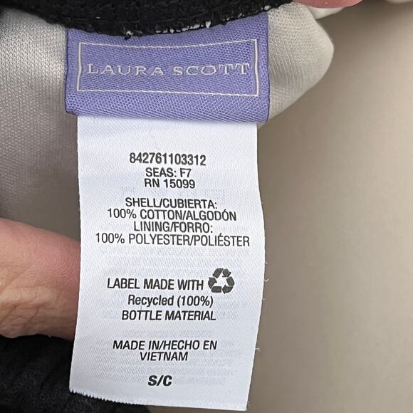 LAURA SCOTT Gauze Cotton Lightweight Floral Pull On Midi Skirt in Black SZ S - Picture 5 of 7